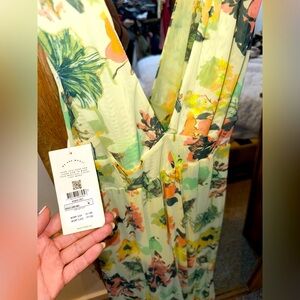 Maaji long summer dress in a sheer floral yellow.